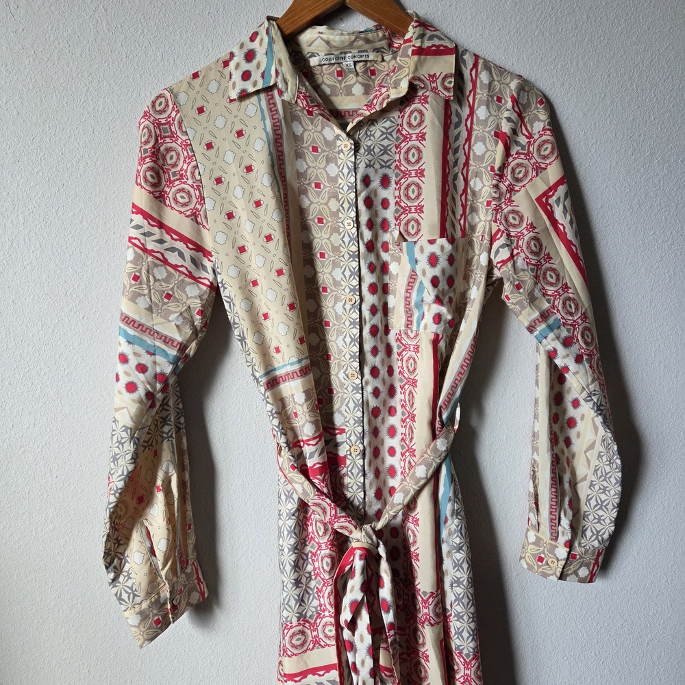 Long Sleeve Boho Pattern Dress